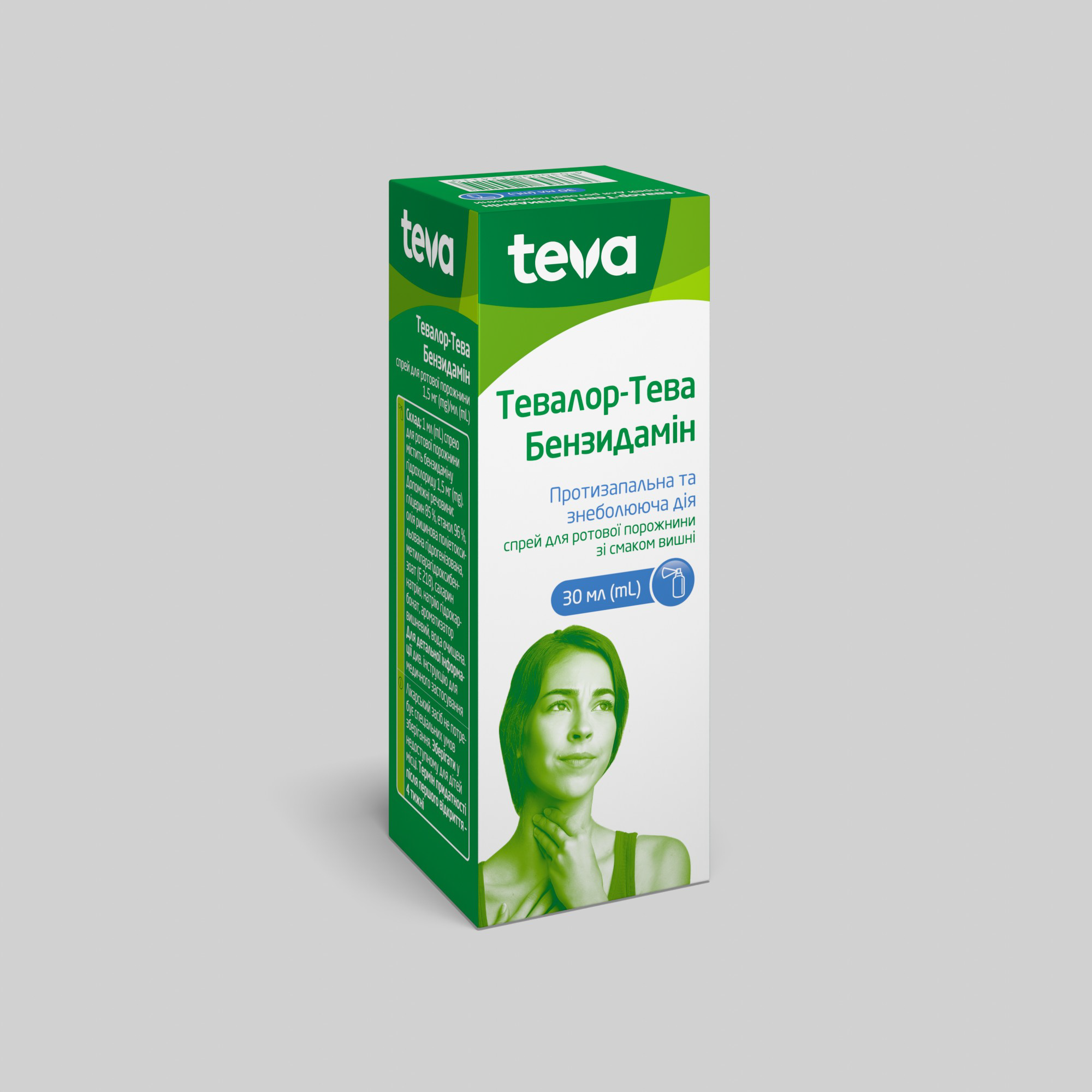 Тевалор-Тева Бензидамін: інструкція, показання, спосіб застосування